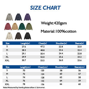 Sweat à capuche 420 g/m² Super populaire de qualité supérieure Sweatshirt 100% coton 420 g/m² pour hommes Sweatshirt à capuche personnalisé Streetwear - Product Image 3