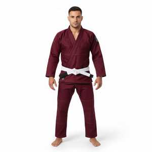 Conjuntos de Uniformes de Judo Unisex Color Borgoña, Kimono de Jiu Jitsu Brasileño Ligero, Modal Transpirable y Duradero para Entrenamiento de Artes Marciales - Product Image 3