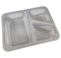 Conteneur alimentaire en PP à trois compartiments, compatible micro-ondes, modèle 54T004, épaisseur 5 mm, Divan Ambalaj pour servir les aliments