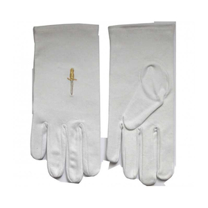 Maçonnique Regalia Standard Or Style Boussole Visage Gants En Coton Blanc Taille Unique Convient À La Plupart - Product Image 5