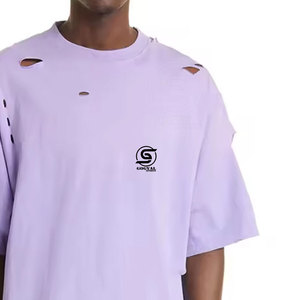 T-shirt ample uni imprimé et délavé pour homme, vêtement d'été, 100% coton, t-shirt délavé fabriqué au Pakistan - Product Image 5