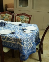 Nappe carrée en coton imprimé floral bleu de qualité supérieure, tissée, imperméable, sur mesure, pour la décoration de table à manger à la maison