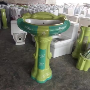 Lavabo de salle de bain en marbre beige Hôtel Maison Lavabos en marbre autoportants Évier sur pied en travertin - Product Image 4