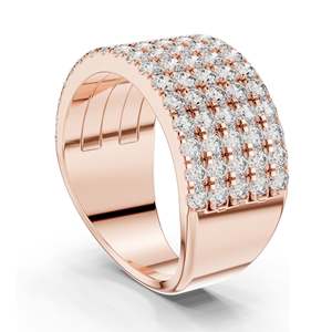 2.13 CT Total Lab Diamond Wide Pav Band <b>Ring</b> for Women VVS-VS EF Clarity 18KT, 14KT, 10KT <b>Gold</b> & 925 Silver Rose, - Product Image 5