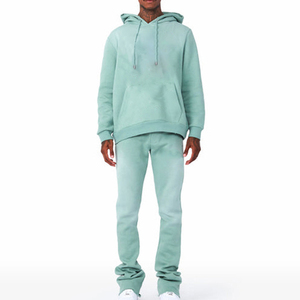 Chándal apilado de algodón 100% de la mejor calidad para hombre, conjunto de pantalón con capucha de manga larga con cintura elástica y patrón a cuadros - Product Image 1