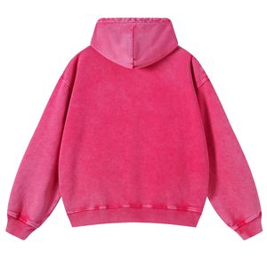 Sweat à capuche d'hiver en molleton de coton délavé à l'acide, à séchage rapide, épais, avec fermeture éclair et poche, grande taille pour homme - Product Image 2