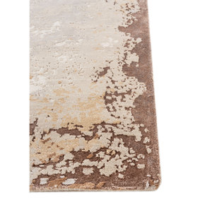 Alfombra Kavi Ivory de Lana y Seda de Bambú Anudada a Mano, Diseño Abstracto Teoría del Caos, para Sala de Estar, Dormitorio, Pasillo, Rectangular - Product Image 4