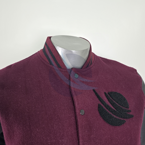 แจ็คเก็ตวาร์ซิตี้ผู้ชาย ผ้าขนสัตว์ แขนหนัง แจ็คเก็ตเบสบอลเลตเตอร์แมน สำหรับฤดูหนาว อุ่นสบาย พร้อมงานปักไหมพรม - Product Image 3