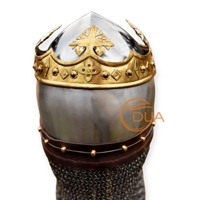 Casque de Robert the Bruce avec protection du cou Aventail Chainmail et armure de style moderne en laiton