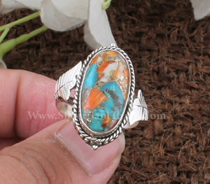 Anillo de Plata de Ley 925 con Incrustaciones de Ágata en Corte Ovalado, Diseño Único Hecho a Mano, Joyería Unisex, Talla Ajustable - Product Image 3