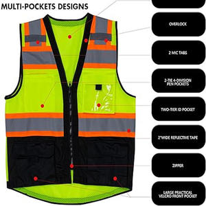 Security Jacket Construction High Visibility Work Reflective Clothing Signal Traffic <b>Safety</b> Equipment <b>Roadway</b> Reflective Vest - Product Image 4