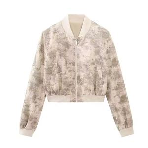 Femmes 2024 printemps Vintage à manches longues veste nouvelle mode pleine fermeture éclair vêtements d'extérieur coupe-vent avec duvet remplissage XS taille - Product Image 1