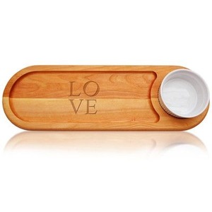 Plateau de chips et de trempette fini naturel à 5 sections en bois de manguier fabriqué en Inde Vaisselle élégante pour les collations, les cafés Dips - Product Image 2