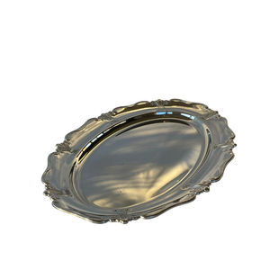 Plat de service ovale en aluminium Pewtarex York Pennsylvania élégant avec des poignées ornées, plat décoratif, vaisselle unique et décoration d'intérieur - Product Image 6