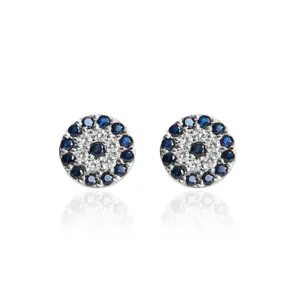 Pendientes de Plata 925 con Circonita Cúbica Azul, Chapados en Oro, Hipoalergénicos y Resistentes al Deslustre, Estilo Vintage para Mujer, Marca Art Palace - Product Image 3