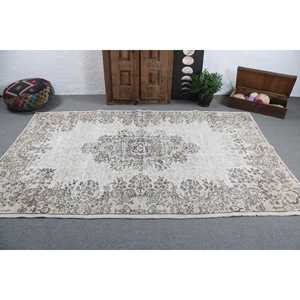 Tapis vintage 5,7 x 8,8 pieds, tapis, tapis marocain blanc en laine - Product Image 3