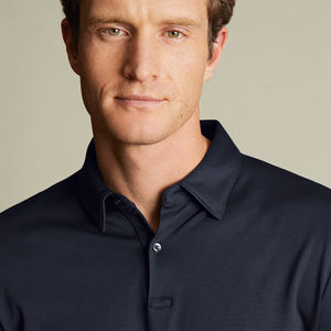 Chemise à manches longues pour homme sur mesure en gros, coupe classique, respirante, 100% coton, tissu en molleton uni, décontracté chic, bleu marine - Product Image 4