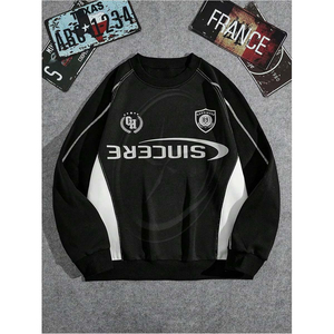 Custom <b>Thermal</b> Low Price Wholesale Men's Letter Graphic <b>Top</b> Stitching Breathable Sweatshirt <b>Long</b> <b>Sleeve</b> Crewneck Pullover <b>Top</b> - Product Image 3