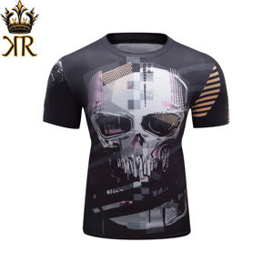 Vêtements de sport à manches courtes imprimés en 3D pour hommes BJJ Rash Guard MMA Grappling pour l'entraînement de fitness et de course à pied - Product Image 4