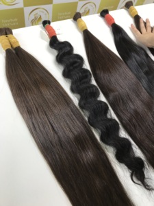 Non traité 85cm une tête crue russe vierge extensions de cheveux en vrac droite Machine Double trame dentelle faisceaux pas de produits chimiques appliqués - Product Image 2