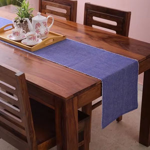 แผ่นรองจานผ้าฝ้ายเนื้อซี่โครง100% หรูหราทันสมัยเสื่อผ้าลินินลายตารางสีทึบสำหรับบ้านโรงแรมงานแต่งงาน - Product Image 1