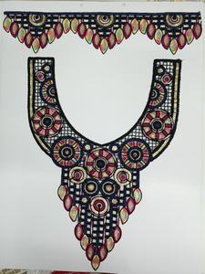 คอปกปักประกายพร้อมตาข่ายแวววาวทำจากผ้าทอสำหรับชุดอินเดีย - Product Image 3