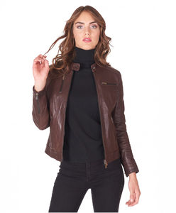 Women's High Quality Genuine Leather <b>Jacket</b> Satin Lining Long Sleeve Zipper Slim Fit Breathable Waterproof Eco-Friendly - Product Image 2