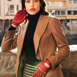 Guantes de invierno de piel de oveja auténtica para mujer con puños de piel auténtica cálidos para mujer, con adorno de piel auténtica Guante de cuero, calentador de manos de moda para mujer - Product Image 5