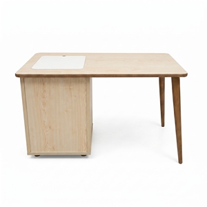 Scandinavian MDF <b>Desk</b> with Storage Drawer for School Use Modern Design Square Shape Light Color Finish 2-Seater - Product Image 1