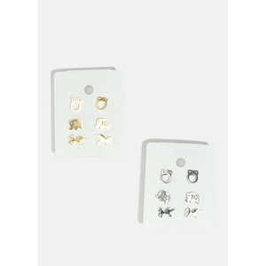 Aretes de Aro Dorados con Diseño de Animales, 3 Pares, con Patrón Geométrico de Estrellas y Números, Modernos y Religiosos, para Fiestas y Regalos, con Diamantes y Perlas - Product Image 3