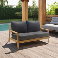 Canapé 2 places en teck de style nordique moderne, élégant pour l'extérieur, patio, jardin, piscine, OEM/ODM, livraison directe d'usine