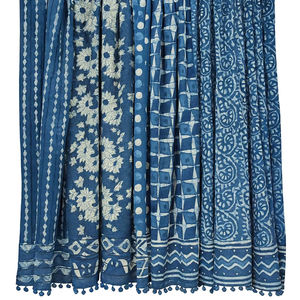 Étole en coton bleu indigo, lot mixte de 500 pièces, foulards imprimés à la main, 22x72 pouces, prix de gros - Product Image 1