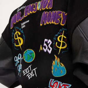 Parche de chenilla personalizado bordado 100% lana Vintage Bomber béisbol Letterman Varsities chaqueta para hombres - Product Image 4