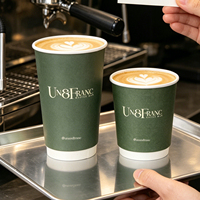 Vasos de Papel para Café Caliente Personalizados con Marca, 8oz 12oz 16oz, Vasos Desechables para Bebidas Calientes para Llevar, Vasos de Papel de Doble Pared Impresos para Cafetería