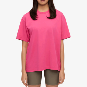 Camiseta de Verano para Mujer, Roja, Holgada, 100% Algodón, Cuello Redondo, Manga Corta, Estilo Urbano, Secado Rápido y Transpirable - Product Image 4