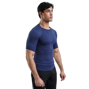 Performance Compression T Shirt <b>Men</b> Polyester Spandex Slim Fit <b>Stretch</b> Gym Training Quick Dry Breathable Athletic Wear Front OEM - Product Image 3