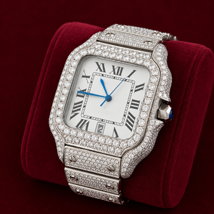 Reloj de Lujo con Diamantes Moissanite para Hombre, Estilo Hip Hop, Esfera Cuadrada con Números Romanos, Correa de Acero Inoxidable, Reloj de Pulsera de Cuarzo - Product Image 1