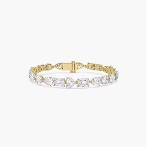 Bracelet de tennis en or jaune 18 carats multi-formes avec diamants de laboratoire fantaisie Bracelets à chaîne fine et à maillons - Product Image 1