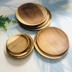 Fabricante de fábrica barato plato de madera de acacia, forma redonda de madera para servir especias platos de frutas hechos por glowin fashion - Product Image 1