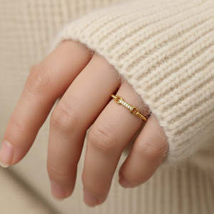 NOVAMART Fine Gold Plated Fashion <b>Ring</b> with Heart Design for Valentine's Day Wholesale Export - Product Image 1