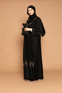 Bordado Dubai Abaya personalizado fabricante último pavo Kaftan cuello alto gasa Formal uso diario precios al por mayor EE. UU. - Product Image 2