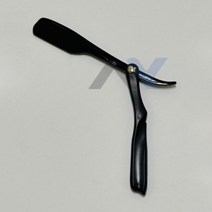 Rasoir de barbier professionnel de type pince, entièrement noir mat, en acier inoxydable, manche pliable en plastique, outil de rasage à rasoir - Product Image 3
