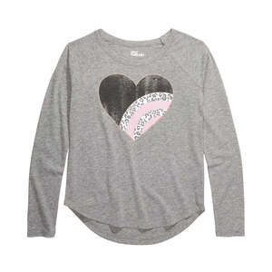 Maglietta Extra Large per Ragazze Epic Threads, Grigia con Stampa Cuore Leopardato su Jersey di Cotone, Stile Casual Western per l'Estate - Product Image 1