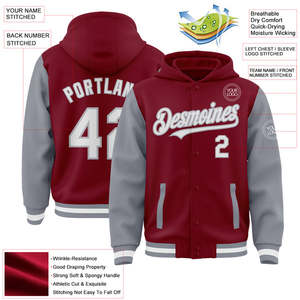 Veste universitaire OEM de haute qualité pour hommes avec sweat à capuche et manches en cuir Veste Letterman de baseball personnalisée pour les grandes tailles - Product Image 6