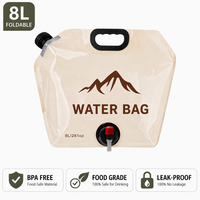 Sac d'eau en plastique PE de gros, qualité alimentaire, pliable, avec bec verseur, 8L 10L, réutilisable, portable, pour boissons et jus