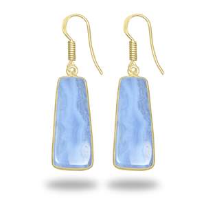 Pendientes de Ágata Azul con Encaje, los Más Vendidos, Minimalistas, Hechos a Mano, Joyería Fina al por Mayor para Mujer, Exportador, Pendientes Chapados en Oro de 18K - Product Image 6