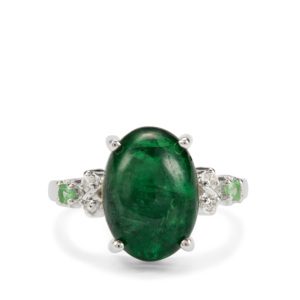 Bague en grenat tsavorite 8,60 carats avec accent en zircon blanc, plaqué rhodium, argent sterling, bijoux fins de style bohème - Product Image 2