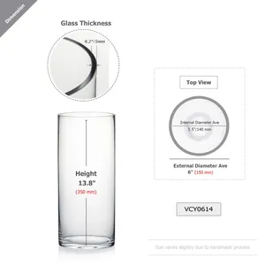 VCY0614 - แจกันแก้วทรงกระบอกใส - 6 x 14 - Product Image 3
