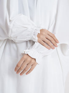 Ropa musulmana tradicional Abaya blanca de poliéster Premium para mujer con mangas completas de estilo étnico para el verano invierno India - Product Image 4