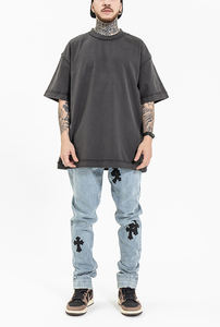 T-shirt manches mi-longues 100% coton pour homme, surdimensionné, épaules tombantes - Product Image 3